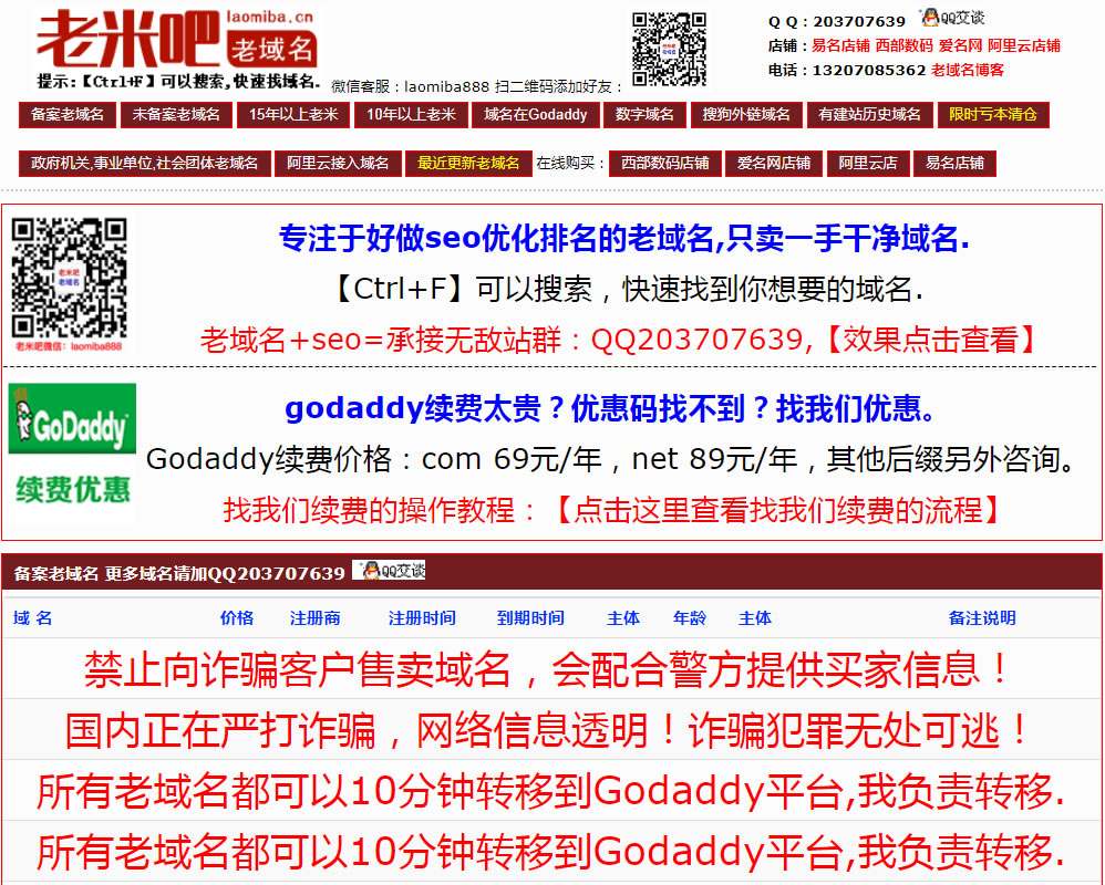 长期出售：Godaddy老域名,备案域名,权重域名,外链域名,历史建站域名等